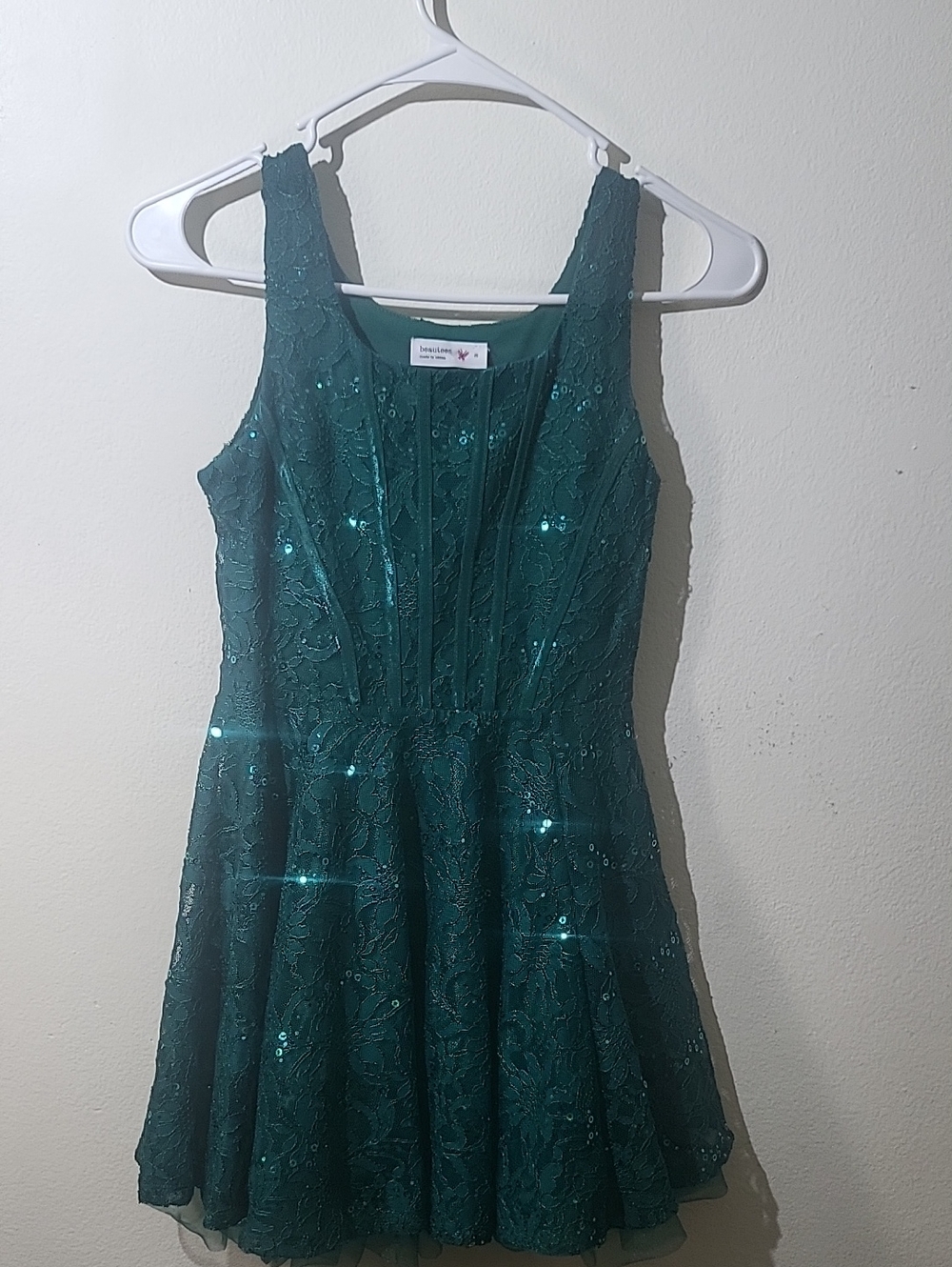 Beautees Teal Lace Sequin Party Dress